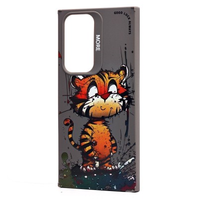 Чехол-накладка для Samsung Galaxy S23 Ultra (тигр) (серый) - SC335