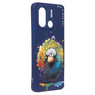 Чехол-накладка для Xiaomi Poco C55 (овечка) (темно-синий) - SC335