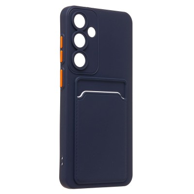 Чехол-накладка для Samsung Galaxy S25+ (темно-синий) - SC337 с картхолдером