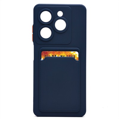 Чехол-накладка для Tecno Pop 8 (темно-синий) - SC337 с картхолдером