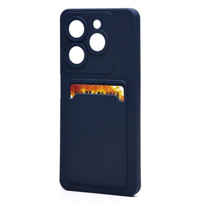 Чехол-накладка для Tecno Pop 8 (темно-синий) - SC337 с картхолдером