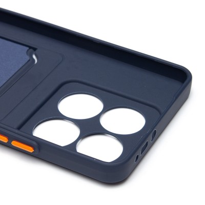 Чехол-накладка для Xiaomi 14T Pro (темно-синий) - SC337 с картхолдером