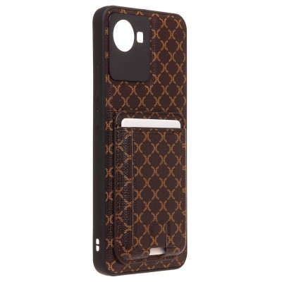 Чехол-накладка для Realme C30 (кофейный) - SM022 c картхолдером