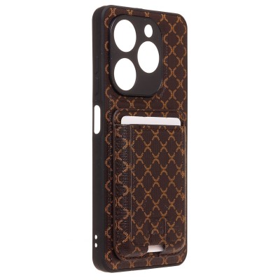 Чехол-накладка для Tecno Pop 8 (кофейный) - SM022 c картхолдером