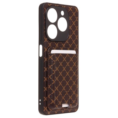 Чехол-накладка для Tecno Spark 20/Spark 20C (кофейный) - SM022 c картхолдером Чехол-накладка для Tecno Spark 20/Spark 20C (кофейный) - SM022 c картхолдером