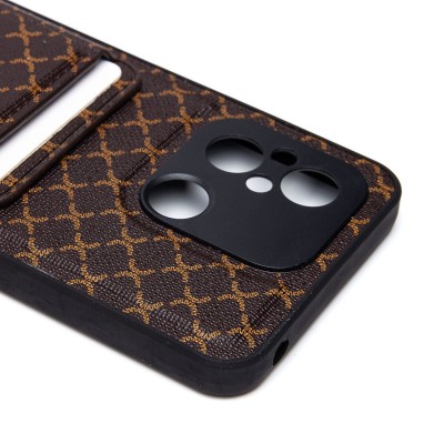 Чехол-накладка для Xiaomi Poco C55 (кофейный) - SM022 c картхолдером