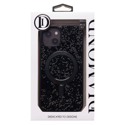 Чехол-накладка для Apple iPhone 14 россыпь кристаллов (титановый черный) - SM029 POSH SHINE SafeMag