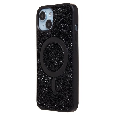 Чехол-накладка для Apple iPhone 14 россыпь кристаллов (титановый черный) - SM029 POSH SHINE SafeMag