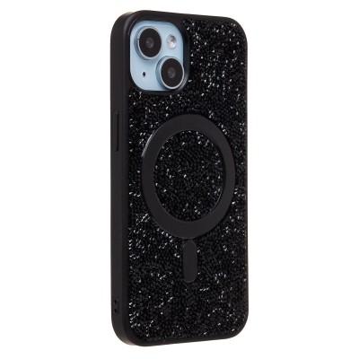 Чехол-накладка для Apple iPhone 14 россыпь кристаллов (титановый черный) - SM029 POSH SHINE SafeMag