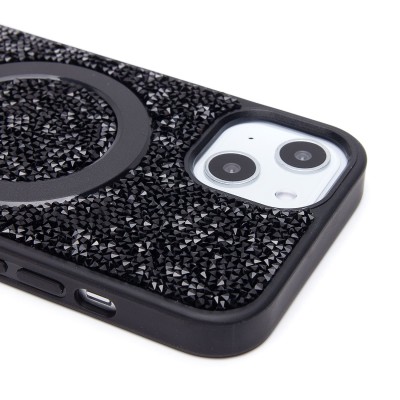 Чехол-накладка для Apple iPhone 14 россыпь кристаллов (титановый черный) - SM029 POSH SHINE SafeMag