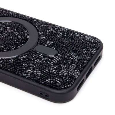 Чехол-накладка для Apple iPhone 14 россыпь кристаллов (титановый черный) - SM029 POSH SHINE SafeMag
