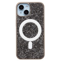 Чехол-накладка для Apple iPhone 13 россыпь кристаллов (титановый серый) - SM029 POSH SHINE SafeMag