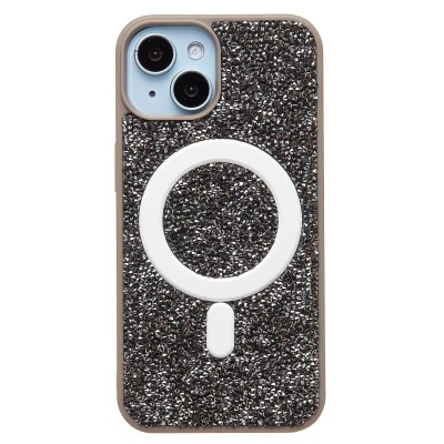 Чехол-накладка для Apple iPhone 14 россыпь кристаллов (титановый серый) - SM029 POSH SHINE SafeMag