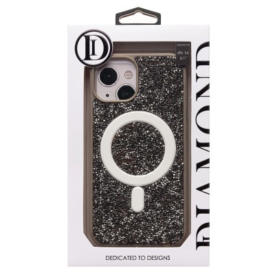 Чехол-накладка для Apple iPhone 14 россыпь кристаллов (титановый серый) - SM029 POSH SHINE SafeMag