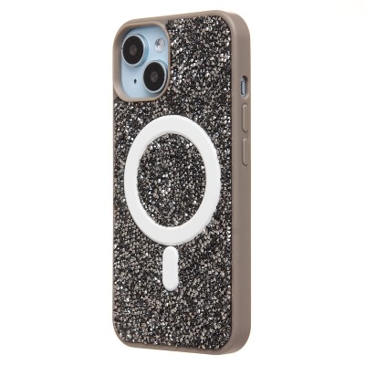 Чехол-накладка для Apple iPhone 14 россыпь кристаллов (титановый серый) - SM029 POSH SHINE SafeMag