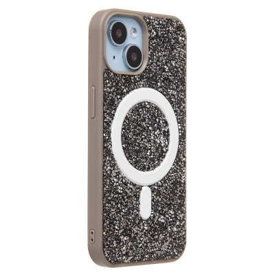 Чехол-накладка для Apple iPhone 14 россыпь кристаллов (титановый серый) - SM029 POSH SHINE SafeMag