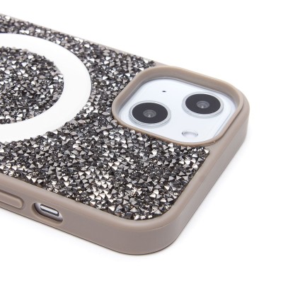 Чехол-накладка для Apple iPhone 14 россыпь кристаллов (титановый серый) - SM029 POSH SHINE SafeMag
