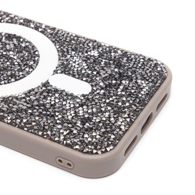 Чехол-накладка для Apple iPhone 14 россыпь кристаллов (титановый серый) - SM029 POSH SHINE SafeMag