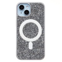 Чехол-накладка для Apple iPhone 14 россыпь кристаллов (титановый белый) - SM029 POSH SHINE SafeMag