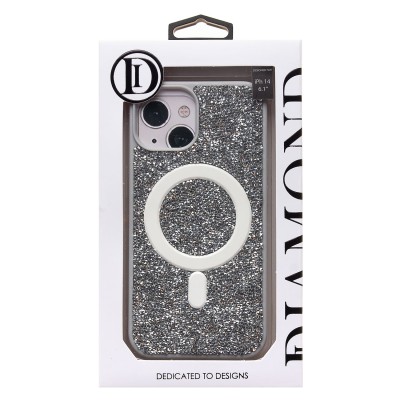 Чехол-накладка для Apple iPhone 14 россыпь кристаллов (титановый белый) - SM029 POSH SHINE SafeMag