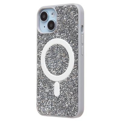 Чехол-накладка для Apple iPhone 14 россыпь кристаллов (титановый белый) - SM029 POSH SHINE SafeMag