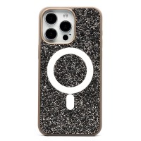 Чехол-накладка для Apple iPhone 15 Pro Max россыпь кристаллов (титановый серый) - SM029 POSH SHINE SafeMag
