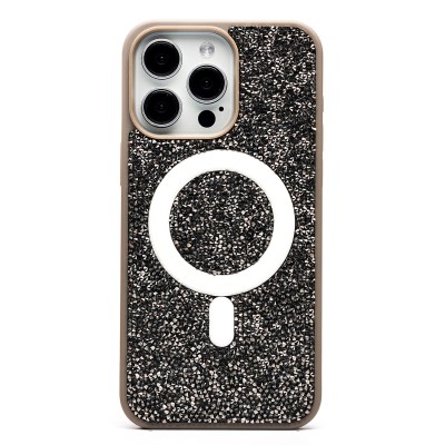 Чехол-накладка для Apple iPhone 15 Pro Max россыпь кристаллов (титановый серый) - SM029 POSH SHINE SafeMag