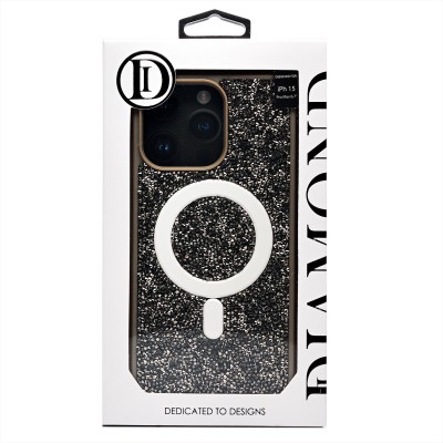 Чехол-накладка для Apple iPhone 15 Pro Max россыпь кристаллов (титановый серый) - SM029 POSH SHINE SafeMag