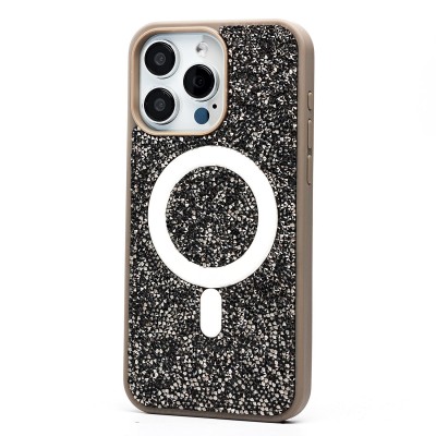 Чехол-накладка для Apple iPhone 15 Pro Max россыпь кристаллов (титановый серый) - SM029 POSH SHINE SafeMag
