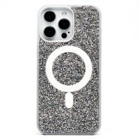 Чехол-накладка для Apple iPhone 15 Pro Max россыпь кристаллов (титановый белый) - SM029 POSH SHINE SafeMag