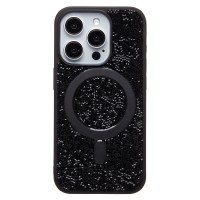 Чехол-накладка для Apple iPhone 15 Pro россыпь кристаллов (титановый черный) - SM029 POSH SHINE SafeMag