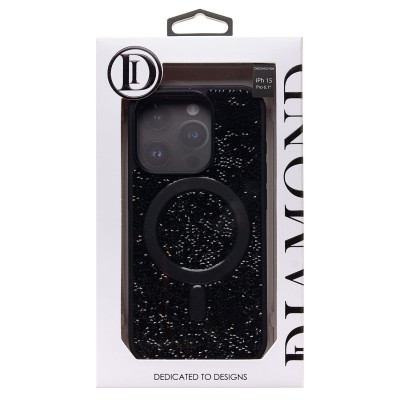 Чехол-накладка для Apple iPhone 15 Pro россыпь кристаллов (титановый черный) - SM029 POSH SHINE SafeMag