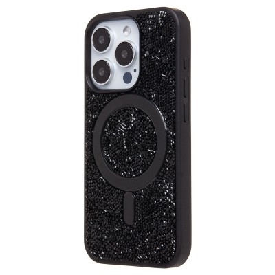 Чехол-накладка для Apple iPhone 15 Pro россыпь кристаллов (титановый черный) - SM029 POSH SHINE SafeMag
