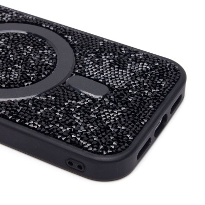 Чехол-накладка для Apple iPhone 15 Pro россыпь кристаллов (титановый черный) - SM029 POSH SHINE SafeMag