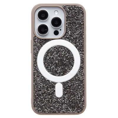 Чехол-накладка для Apple iPhone 15 Pro россыпь кристаллов (титановый серый) - SM029 POSH SHINE SafeMag