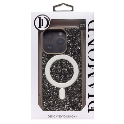 Чехол-накладка для Apple iPhone 15 Pro россыпь кристаллов (титановый серый) - SM029 POSH SHINE SafeMag