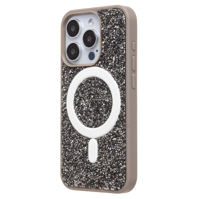 Чехол-накладка для Apple iPhone 15 Pro россыпь кристаллов (титановый серый) - SM029 POSH SHINE SafeMag