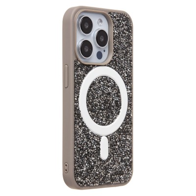 Чехол-накладка для Apple iPhone 15 Pro россыпь кристаллов (титановый серый) - SM029 POSH SHINE SafeMag