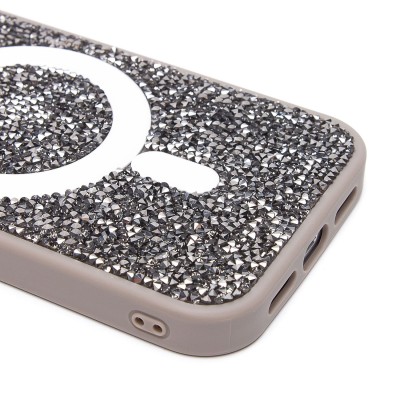 Чехол-накладка для Apple iPhone 15 Pro россыпь кристаллов (титановый серый) - SM029 POSH SHINE SafeMag
