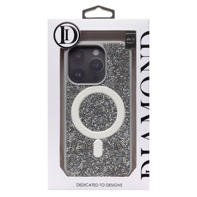 Чехол-накладка для Apple iPhone 15 Pro россыпь кристаллов (титановый белый) - SM029 POSH SHINE SafeMag