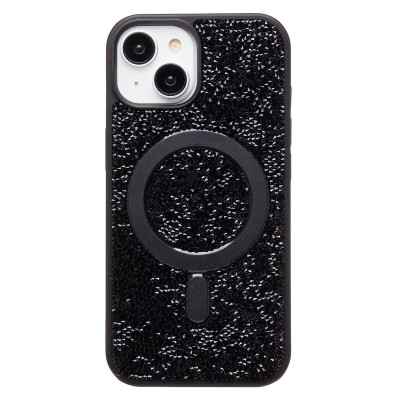 Чехол-накладка для Apple iPhone 15 россыпь кристаллов (титановый черный) - SM029 POSH SHINE SafeMag