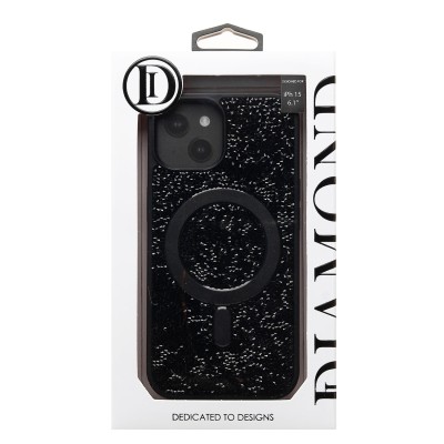 Чехол-накладка для Apple iPhone 15 россыпь кристаллов (титановый черный) - SM029 POSH SHINE SafeMag