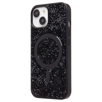 Чехол-накладка для Apple iPhone 15 россыпь кристаллов (титановый черный) - SM029 POSH SHINE SafeMag