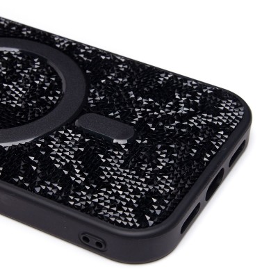 Чехол-накладка для Apple iPhone 15 россыпь кристаллов (титановый черный) - SM029 POSH SHINE SafeMag