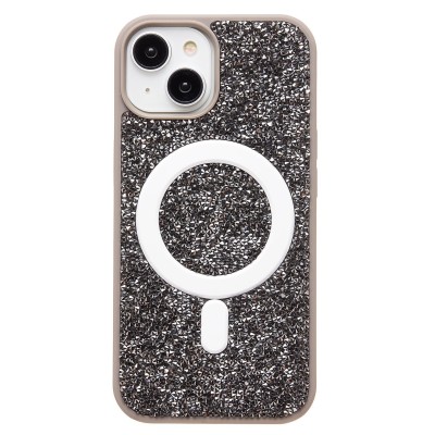 Чехол-накладка для Apple iPhone 15 россыпь кристаллов (титановый серый) - SM029 POSH SHINE SafeMag