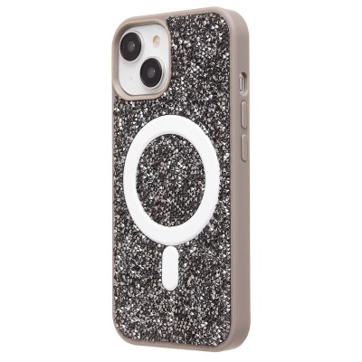 Чехол-накладка для Apple iPhone 15 россыпь кристаллов (титановый серый) - SM029 POSH SHINE SafeMag