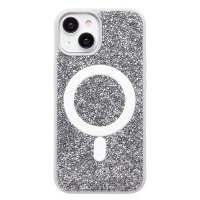 Чехол-накладка для Apple iPhone 15 россыпь кристаллов (титановый белый) - SM029 POSH SHINE SafeMag