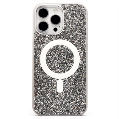 Чехол-накладка для Apple iPhone 16 Pro Max россыпь кристаллов (титановый белый) - SM029 POSH SHINE SafeMag