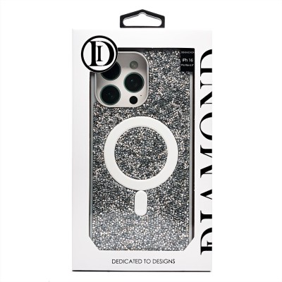Чехол-накладка для Apple iPhone 16 Pro Max россыпь кристаллов (титановый белый) - SM029 POSH SHINE SafeMag