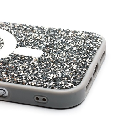 Чехол-накладка для Apple iPhone 16 Pro Max россыпь кристаллов (титановый белый) - SM029 POSH SHINE SafeMag